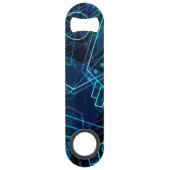 Abstrakte digitale geometrische Daten Blaue Kunst Speed Flaschenöffner (Rückseite)