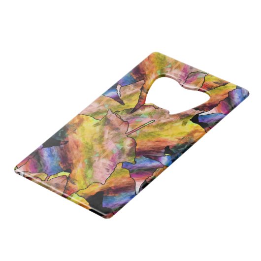 Abstrakte digitale Herbstfarben Geldbeutel Flaschenöffner (Rückseite Schrägansicht)