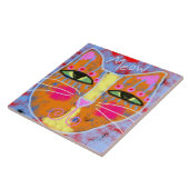 Abstrakte digitale Katzenmalerei Fliese (Seite)