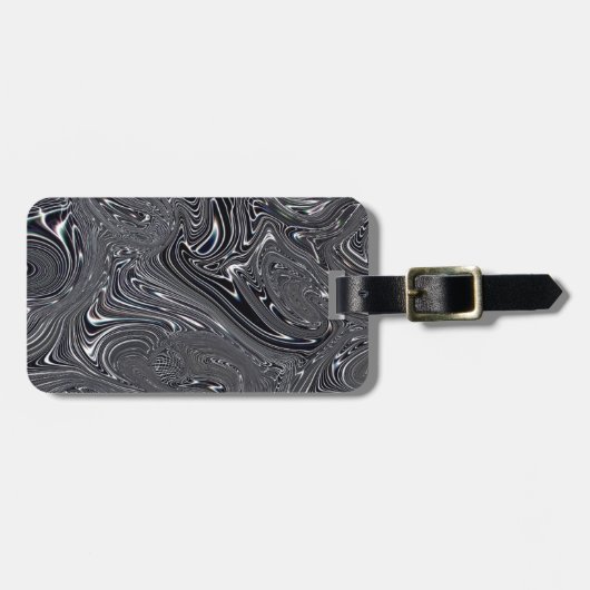 Abstrakte digitale Kunst in Schwarz und Weiß Gepäckanhänger (Vorderseite horizontal)