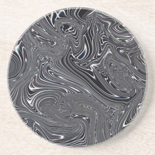 Abstrakte digitale Kunst in Schwarz und Weiß Getränkeuntersetzer (Vorne)