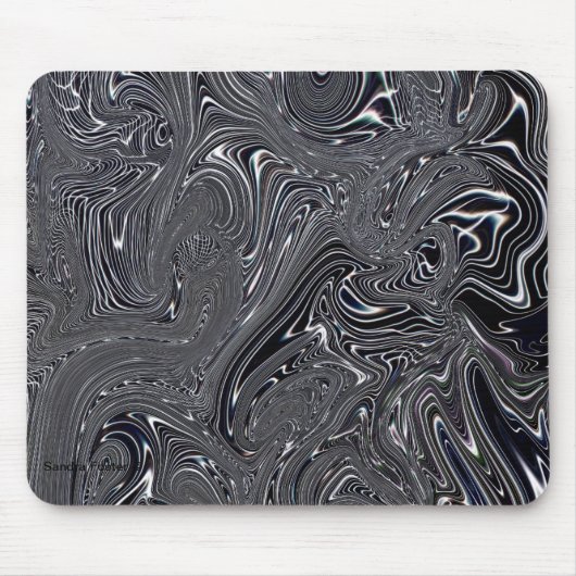 Abstrakte digitale Kunst in Schwarz und Weiß Mousepad (Vorne)