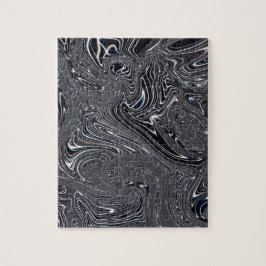 Abstrakte digitale Kunst in Schwarz und Weiß Puzzle