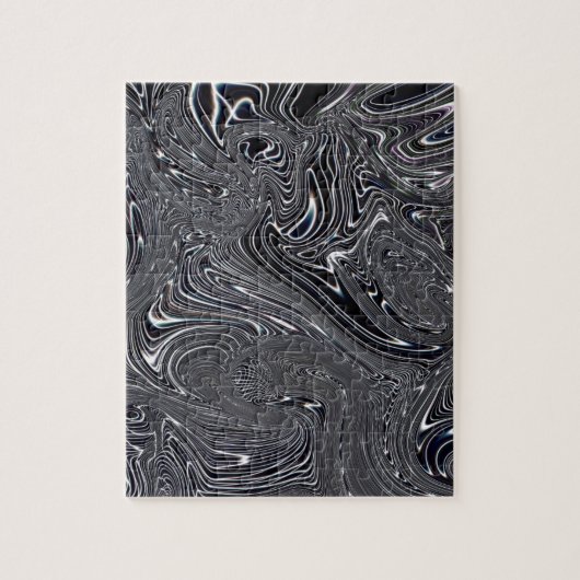Abstrakte digitale Kunst in Schwarz und Weiß Puzzle (Vertikal)