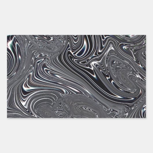 Abstrakte digitale Kunst in Schwarz und Weiß Rechteckiger Aufkleber (Vorderseite)