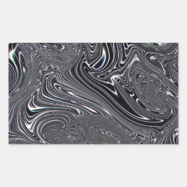 Abstrakte digitale Kunst in Schwarz und Weiß Rechteckiger Aufkleber