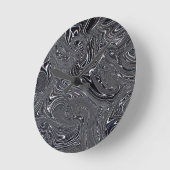 Abstrakte digitale Kunst in Schwarz und Weiß Runde Wanduhr (Winkel)