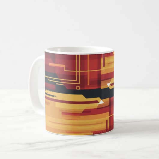 Abstrakte digitale Kunstwerke mit Rot- und Gelbtön Kaffeetasse (Vorderseite Links)