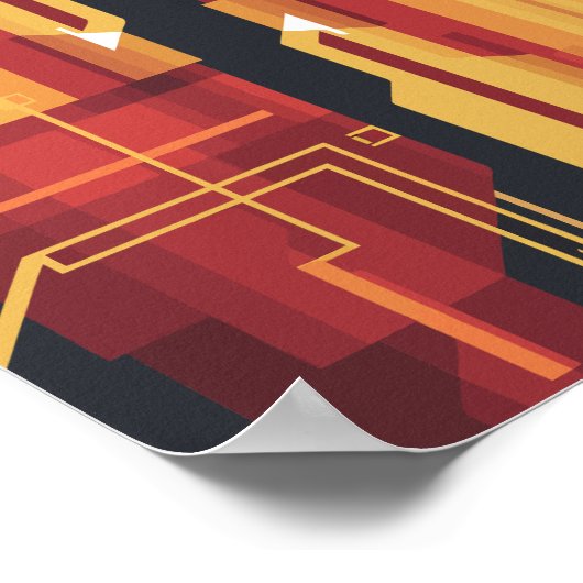 Abstrakte digitale Kunstwerke mit Rot- und Gelbtön Poster (Ecke)