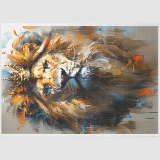 Abstrakte digitale Löwe gestrichen Decoupage Seidenpapier (Vorderseite)