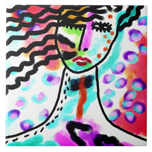 Abstrakte digitale Malerei im Hot Mess Fliese (Vorderseite)