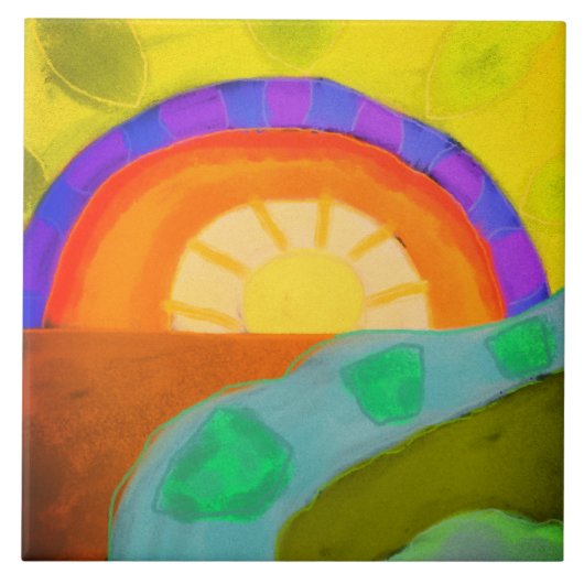 Abstrakte digitale Malerei im Sunset Fliese (Vorderseite)