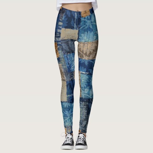 Abstrakte digitale Marine: Nahtloses Wasserfarbenm Leggings (Vorderseite)