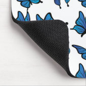 Abstrakte digitale nahtlose blaue Schmetterlinge Mousepad (Ecke)