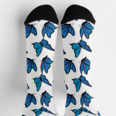 Abstrakte digitale nahtlose blaue Schmetterlinge Socken (Oben)