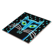 Abstrakte digitale Schwarze Katze Fliese (Seite)