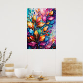 Abstrakte digitale Wandkunst, Blätter Lebende Farb Poster (Küche)