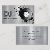 Abstrakte Disk DJ Imitate Silver Brushed Steel Met Visitenkarte (Vorne/Hinten)