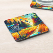 Abstrakte Disk Golf Art Getränkeuntersetzer (Linke Seite)