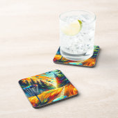 Abstrakte Disk Golf Art Getränkeuntersetzer (Rechte Seite)