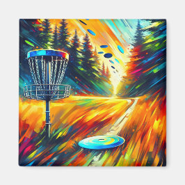Abstrakte Disk Golf Art Magnet