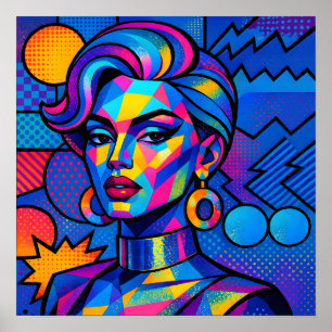 Abstrakte Diva - Moderne Retro-Geometrische Pop-Ar Poster