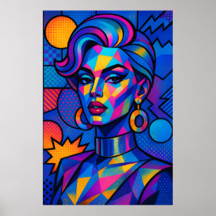 Abstrakte Diva - Moderne Retro-Geometrische Pop-Ar Poster
