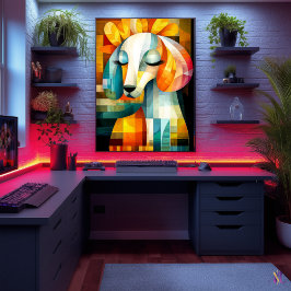 Abstrakte Dog Art - Geometrisches Tierdesign Poster