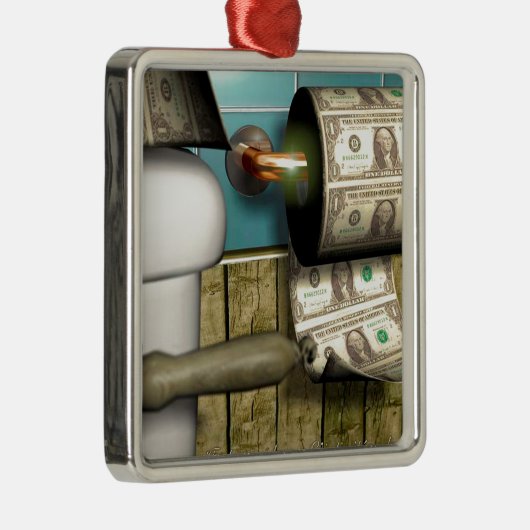 Abstrakte Dollar-Toiletten-Rechnungen Ornament Aus Metall (Rechts)