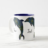 Abstrakte Dolphin-Kunstwerke Zweifarbige Tasse (Vorderseite Links)