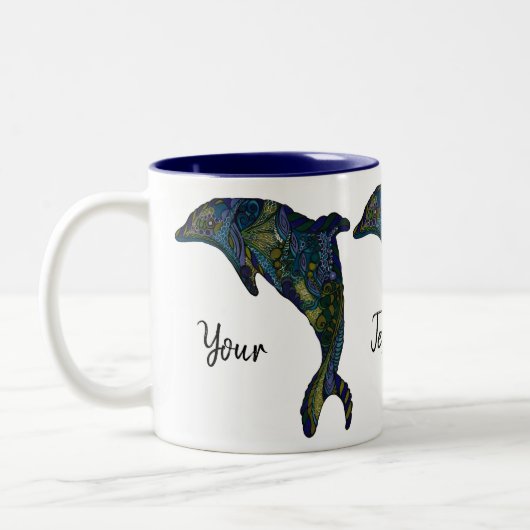 Abstrakte Dolphin-Kunstwerke Zweifarbige Tasse (Links)