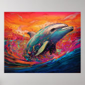 Abstrakte Dolphin-Malerei Poster (Vorne)