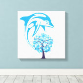 Abstrakte Dolphin Wrapped Canvas Leinwanddruck (Insitu (Holzboden))