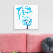 Abstrakte Dolphin Wrapped Canvas Leinwanddruck (Insitu (Wohnzimmer))