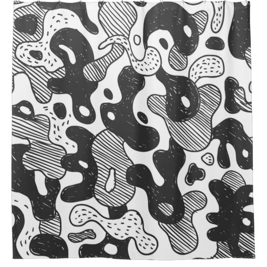 abstrakte Doodart Tarnung, schwarz Duschvorhang (Vorderseite)