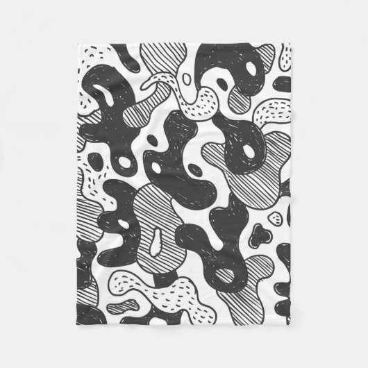 abstrakte Doodart Tarnung, schwarz Fleecedecke (Vorderseite)