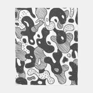 abstrakte Doodart Tarnung, schwarz Fleecedecke