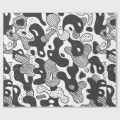 abstrakte Doodart Tarnung, schwarz Geschenkpapier (Flach)