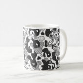 abstrakte Doodart Tarnung, schwarz Kaffeetasse (VorderseiteRechts)