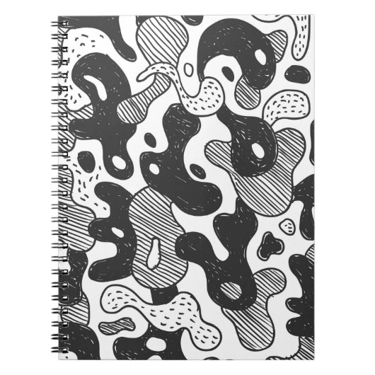 abstrakte Doodart Tarnung, schwarz Notizblock (Vorderseite)