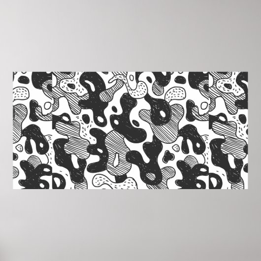 abstrakte Doodart Tarnung, schwarz Poster (Vorne)