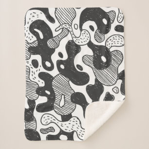 abstrakte Doodart Tarnung, schwarz Sherpadecke