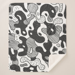 abstrakte Doodart Tarnung, schwarz Sherpadecke