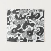 abstrakte Doodart Tarnung, schwarz Wandteppich (Vorderseite (Horizontal))