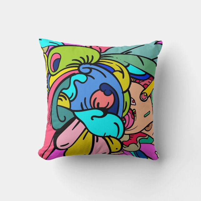 Abstrakte Doodle Art Kissen (Vorderseite)
