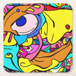 Abstrakte Doodle Art Rechteckiger Pappuntersetzer