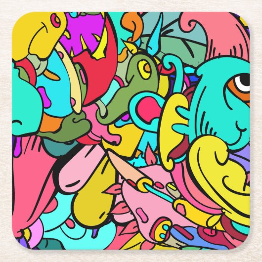 Abstrakte Doodle Art Rechteckiger Pappuntersetzer (Vorderseite)