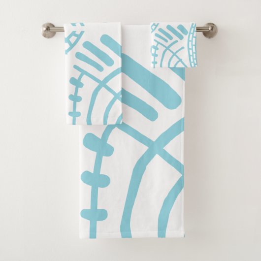abstrakte Doodle blau-weiß modern Badhandtuch Set (Insitu)