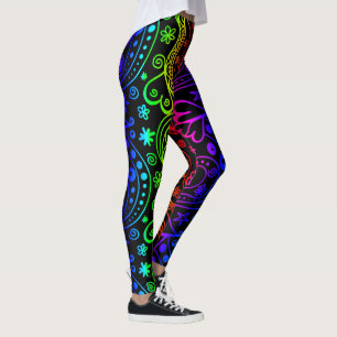 Abstrakte Doodles Leggings mit farbenfrohen Nebel