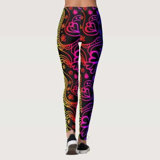 Abstrakte Doodles Leggings mit farbenfrohen Nebel (Rückseite)